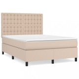 Cumpara ieftin Pat box spring cu saltea, cappuccino, 140x190cm piele ecologica