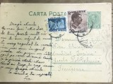 CP03 &bull; Carte postala veche Romania circulata 1937 catre Politehnica Timisoara, francatura tripla 3 Lei + 50B + Fondul Aviatiei 50B
