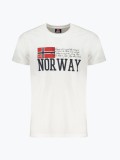 Tricou barbati din bumbac cu decolteu la baza gatului, Alb, XL