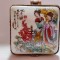CUTIE PORTELAN PASTILE AROME CREMA semnata CHINA pictata MANUAL exceptionala