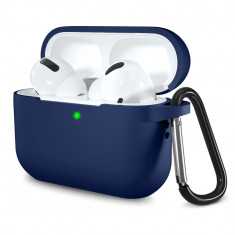 Husa de protectie compatibila apple airpods pro 1 / 2, smooth ultrathin material, navy blue
