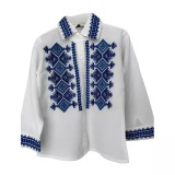 Cumpara ieftin Camasa Traditionala de Baieti Alba cu Motiv Geometric Albastru - ITB28