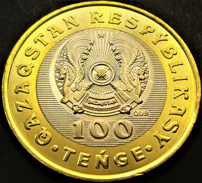 Moneda exotica bimetal 100 TENGE - KAZAHSTAN, anul 2020 *cod 1123 = Sul&amp;yacute; &amp;Aacute;iel foto