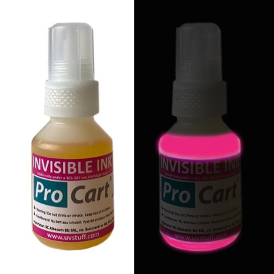 Cerneala UV invizibila Magenta pentru securizare si marcaje, universala, flacon 50 ml foto