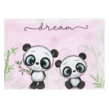 Mapă cu Capsă, Model Urs Panda, Dimensiuni 33x24cm, Culoare Roz, Material Plastic, Oem