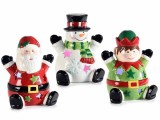 Set 3 figurine Craciun ceramica cu led 9x7.5x11.5 cm