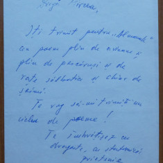 Scrisoare a scriitorului Vasile Rebreanu , Cluj , 1977