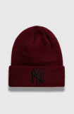 New Era caciula culoarea bordo, din tricot gros, NEW YORK YANKEES