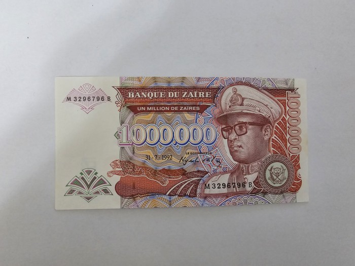 Zaire 1 000 000 Zaires 1992 Noua Rara