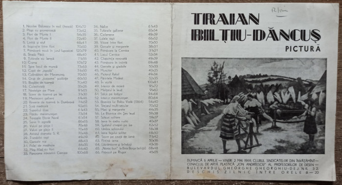 Pliant expozitie de pictura Traian Biltiu-Dancus 1969
