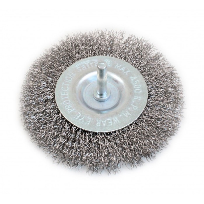 Perie tip disc din sarma cu tija 100x6mm