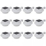 Cumpara ieftin Lămpi solare de exterior pentru gard cu LED, 12 buc., alb, vidaXL