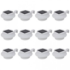 Lampi solare de exterior pentru gard cu LED, 12 buc., alb foto