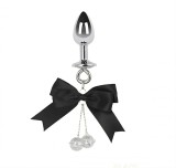 Dop Anal Bow&amp;Bells, Small, Argintiu, Mokko Toys