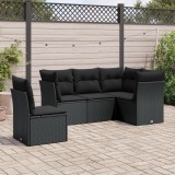 Cumpara ieftin Gossi set mobilier de gradina cu perne, 5 piese, negru, poliratan