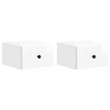 vidaXL Dulap de noapte suspendat cu sertar 2 pcs Alb foarte lucios 899114