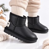 Cizme imblanite pentru fetita, Superbaby, Negru sidef, Model Simply Beautiful,