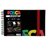 Sketchbook cu spira 001, A5, 100 g, 48 pagini, 3 tipuri de hartie (negru/alb/kraft), Posca