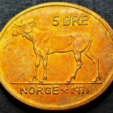 Moneda 5 ORE - NORVEGIA, anul 1971 *cod 2333 C = excelenta patina