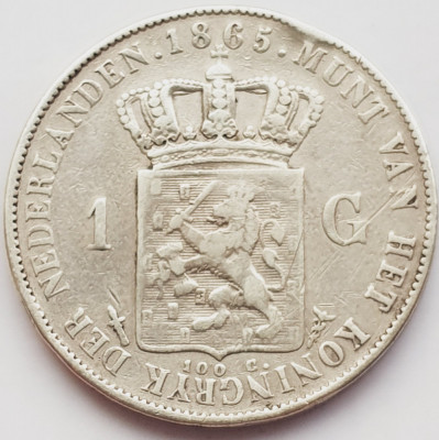 753 Olanda 1 Gulden 1865 Willem III km 93 argint foto