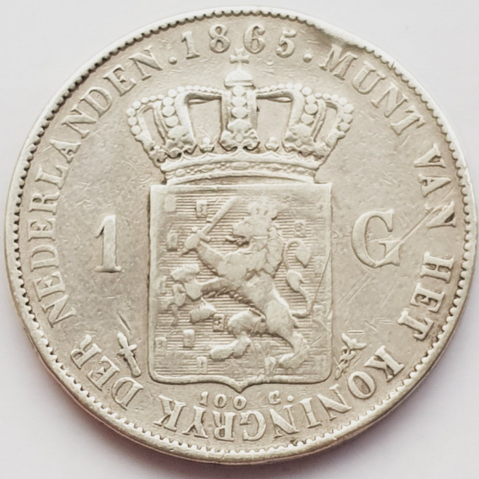 753 Olanda 1 Gulden 1865 Willem III km 93 argint