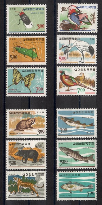 Coreea de Sud 1966 - Păsări, Peşti, Animale, MH