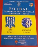 Program meci fotbal CSM DEVA - CS &quot;SOIMII&quot; LIPOVA (27.05.2023)