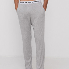 Karl Lagerfeld Pantaloni de pijama bărbați, culoarea gri, material neted