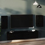 Gossi dulapuri de perete, 2 buc., negru, 30x30x60 cm, lemn masiv pin