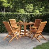 VidaXL Set de mobilier de exterior pliabil, 5 piese, lemn masiv de tec