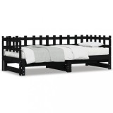 Cumpara ieftin Pat de zi extensibil, negru, 2x(80x200) cm, lemn masiv de pin