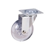 Roata Mobila Pivotanta cu Flansa PP Transparent, Fara Frana / 75Mm, 50Kg - 4Buc