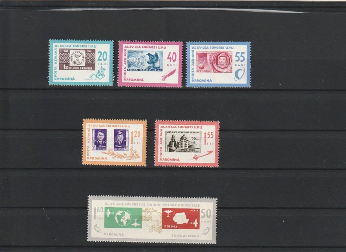 ROMANIA 1963 LP 570 ZIUA MARCII POSTALE ROMANESTI SERIE MNH NESTAMPILATA