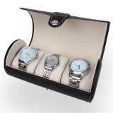 Cumpara ieftin Caseta pastrare si transport 3 ceasuri piele ecologica negru / maro