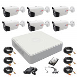 Sistem supraveghere 6 camere Rovision oem Hikvision 2MP full hd, DVR 8 canale, accesorii si hard incluse SafetyGuard Surveillance