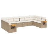 Cumpara ieftin Set canapele de gradina cu perne, 10 piese, bej, poliratan