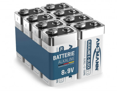 Set 8 Baterii alcaline ANSMANN 6LR61 de 9V - RESIGILAT foto