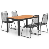 Cumpara ieftin Set mobilier de gradina, 5 piese, negru si maro, ratan PVC