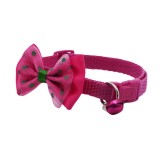 Zgarda ajustabila cu fundita pentru caini si pisici, 22-33cm/10mm, Roz, Ropet