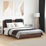 VidaXL Cadru de pat cu tăblie stejar maro 120x190 cm lemn prelucrat
