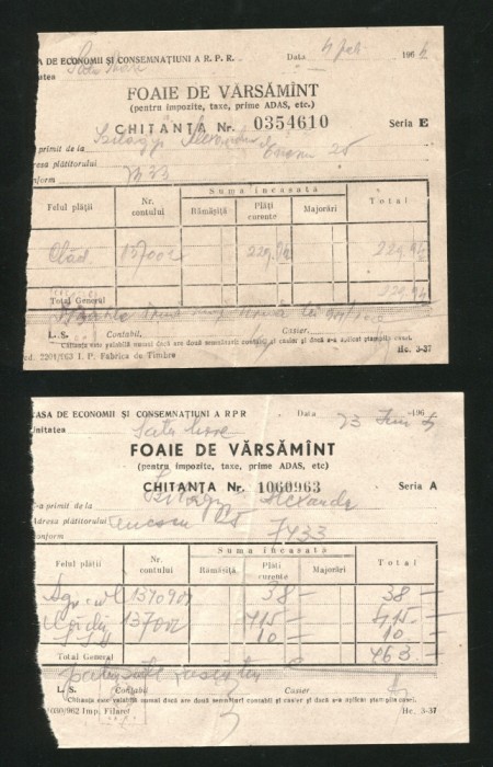 t486 CEC RPR FOAIE DE VARSAMANT DOUA BUCATI 1964 SATU-MARE