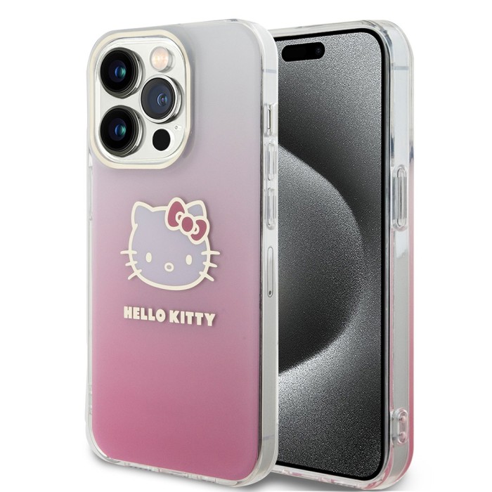 Husa Hello Kitty iPhone 13 Pro Hardcase IML Gradient Electrop Kitty Head, roz, HKHCP13LHDGKEP
