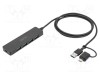 Hub USB 3.0 DIGITUS 4 porturi USB A și USB C, cablu 1.2m, negru