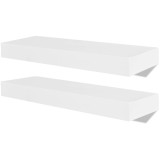 Cumpara ieftin Raft suspendat de perete pentru depozitare carti/DVD, 2 buc, alb, MDF