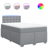 Cumpara ieftin Pat box spring cu saltea, gri deschis, 120x190 cm, textil