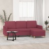 VidaXL Canapea cu 3 locuri și taburet, roșu vin, 180 cm, textil