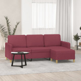 Canapea cu 3 locuri si taburet, rosu vin, 180 cm, textil GartenMobel Dekor, vidaXL