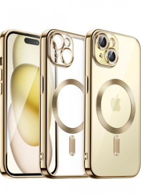 Huse silicon cu incarcare magetica wireless pentru Iphone 15 Plus Auriu foto