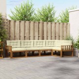 vidaXL Set de canapele de exterior cu pernă 5 pcs Natural și Crem 3367573