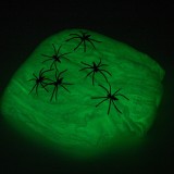 P&acirc;nză de Păianjen Decorativă, Fosforescentă, Capacitate 70g, Cu Păianjeni Negri, Glow in the Dark